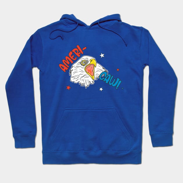 Patriotic 4th of July Murica Bald Eagle Hoodie by FreckleFaceDoodles